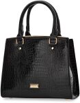 Monnari elegantní dámská lakovaná pevná kabelka kroko - černá - 2