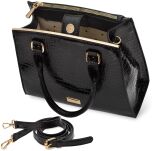 Monnari elegantní dámská lakovaná pevná kabelka kroko - černá - 4