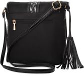 Monnari sportovní dámská městská taška listonoška s třásněmi a klíčenkou aktovka s logem - černá - 3