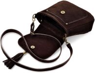 Semišová italská dámská kožená kabelka crossbody s třásněmi boho vera pelle italy - 10