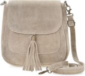 Semišová italská dámská kožená kabelka crossbody s třásněmi boho vera pelle italy - 8