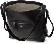 Dámský městský batoh 2v1 Rovicky Premium velká taška přes rameno shopper prostorný kožený - černý - 4
