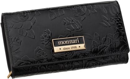Monnari dámská peněženka se vzorem velká praktická peněženka s květinami - černá