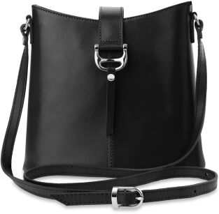 Dámská kožená crossbody kabelka z přírodní kůže VERA PELLE – černá