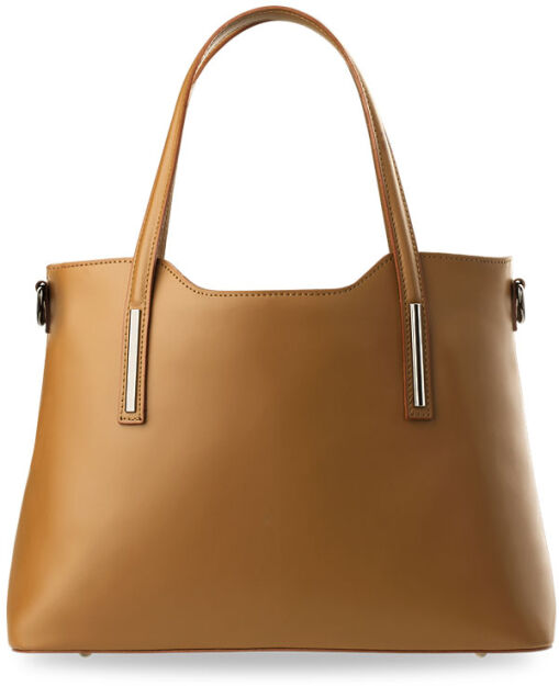 Elegantní dámská kožená kabelka z pravé kůže – camel