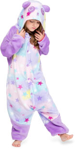 Dětský overal kigurumi pyžamo kostým onesie – pastelová panda s hvězdičkami