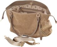 Taška pytlová volná kabelka semišová měkká shopperka na rameno - béžová. - 4