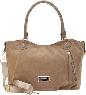 Taška pytlová volná kabelka semišová měkká shopperka na rameno - béžová.