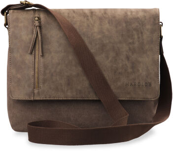 Stylová pánská taška s klopou dvoukomorová harolds a4 - hnědá 