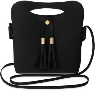 Unikátní dámská kabelka listonoška s třásněmi - černá