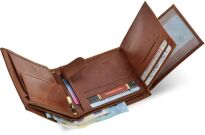 Pánská kožená peněženka Peterson velká s RFID na karty, bankovky a mince – hnědá - 5