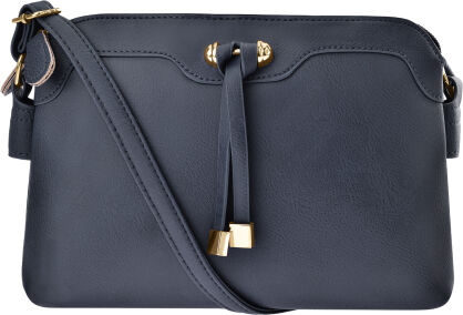 Klasická crossbody kabelka s dlouhým popruhem dvoukomorová - tmavě modrá