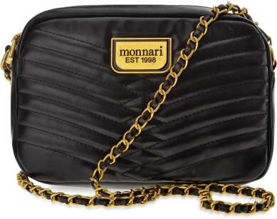 Monnari prošívaná dámská taška elegantní měkká kabelka s řetízkem a prošíváním - černá