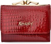 Lakovaná dámská peněženka malá peněženka se sponou RFID - červená - 5