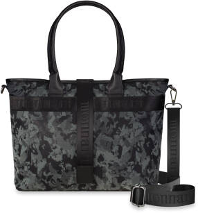 Prostorná dámská taška monnari velká městská kabelka s camo vzorem volná shopperka s pruhy s logem - monnari