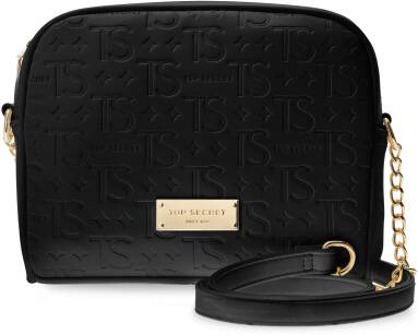 Dámská kabelka s logem Top Secret  s reliéfem a elegantním řetízkem - černá