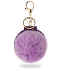 Dvojité zrcátko s kožešinovou bambulí zrcátko na přívěšku – bílé - 3