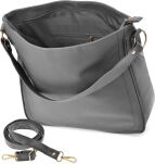 Dámská objemná kabelka shopper taška pytel s dvěma páskami - šedý - 4