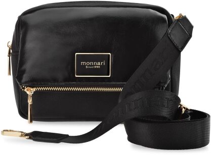 Monnari sportovní kabelka dámská crossbody kabelka s dlouhým popruhem s logem - černá