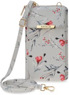 CAVALDI dámská mini kabelka peněženka pouzdro na telefon 2v1 malá kabelka květinová - modrá