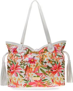 Top Secret velká dámská taška prostorná květinová taška přes rameno A4 s květinovým vzorem - bílá