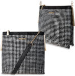 Elegantní dámská černá kabelka dvoukomorová listonoška opálovým efektem a mřížkováním na řetížku - 4