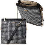 Elegantní dámská černá kabelka dvoukomorová listonoška opálovým efektem a mřížkováním na řetížku - 5