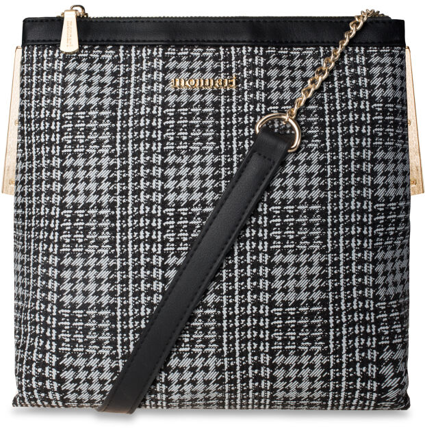 Elegantní dámská crossbody kabelka Monnari s motivem kohoutí stopy – černá