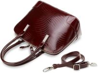 Pevná dámská kabelka lakovaná přírodní kůže šedý - 4