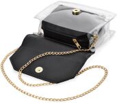 Dámská průhledná černá kabelka listonoška kosmetická taštička na řetízku s višněmi - černá - 4