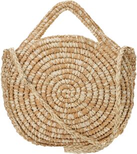 Velká pletená dámská taška košík s držadlem a popruhem - béžová