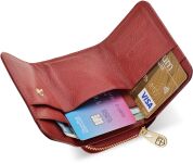 Dámská mini kožená peněženka Peterson kompaktní a elegantní RFID - bordóvá - 3
