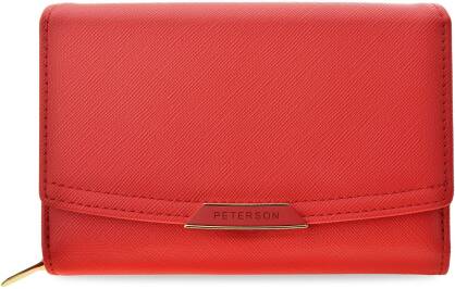 Peterson elegantní klasická dámská peněženka rfid secure prostorná s klopou ve stylové dárkové krabičce - červená