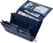 Dámská peněženka jennifer jones prostorná peněženka se zipem mramorová kůže - námořnická modrá - 5