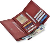 Elegantní kožená dámská peněženka jennifer jones šikovná lakovaná peněženka s retro zapínáním - červená - 4