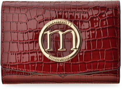Monnari dámská kožená lakovaná peněženka se vzorem krokodýlí kůže elegantní kabelka s klopou a logem v elegantní dárkové krabičce - červená