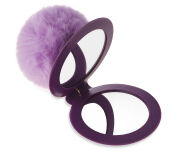 Dvojité zrcátko s kožešinovou bambulí zrcátko na přívěšku – kobaltová barva - 2