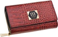 Monnari lesklá dámská kožená elegantní peněženka na zip se vzorem - červená - 6