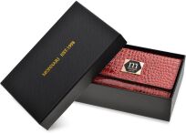 Monnari lesklá dámská kožená elegantní peněženka na zip se vzorem - červená - 3