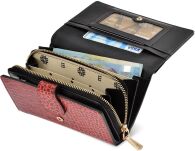 Monnari lesklá dámská kožená elegantní peněženka na zip se vzorem - červená - 4