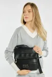 Monnari prošívaná kabelka s klopou crossbody městská taška s přívěskem - černá - 7