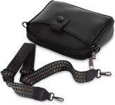 VICTORIA&CO malá dámská městská kabelka dvoukomorová postbag kabelka přes rameno kožená se širokým popruhem - černá - 4