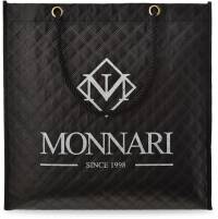 PROŠÍVANÁ TAŠKA MONNARI VELKÁ PROSTORNÁ EKOLOGICKÁ NÁKUPNÍ TAŠKA SHOPPER BAG S LOGEM - MATNÁ ČERNÁ