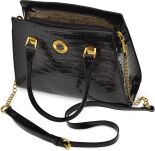 Monnari elegantní dámská kabelka lakovaný kufřík crossbody s reliéfním vzorem krokodýlí kůže - černá - 3