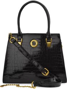 Monnari elegantní dámská kabelka lakovaný kufřík crossbody s reliéfním vzorem krokodýlí kůže - černá