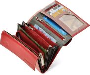 Klasická dámská peněženka cavaldi malá kožená peněženka harmonika rfid secure - červená - 5