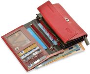 Klasická dámská peněženka cavaldi malá kožená peněženka harmonika rfid secure - červená - 6