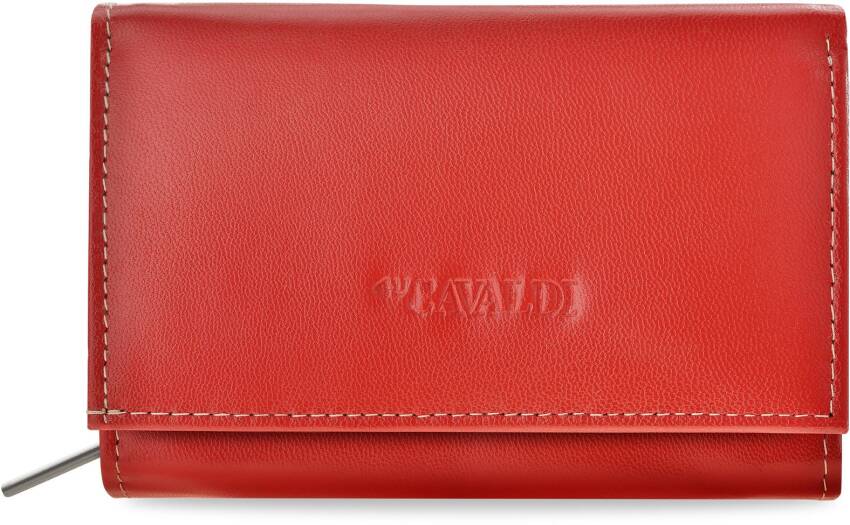 Klasická dámská peněženka cavaldi malá kožená peněženka harmonika rfid secure - červená