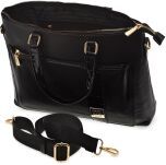 Monnari dámská taška na notebook aktovka elegantní business taška s lakovanými prvkami croco - černá - 4