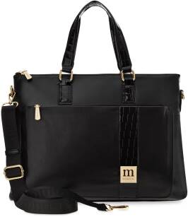 Monnari dámská taška na notebook aktovka elegantní business taška s lakovanými prvkami croco - černá